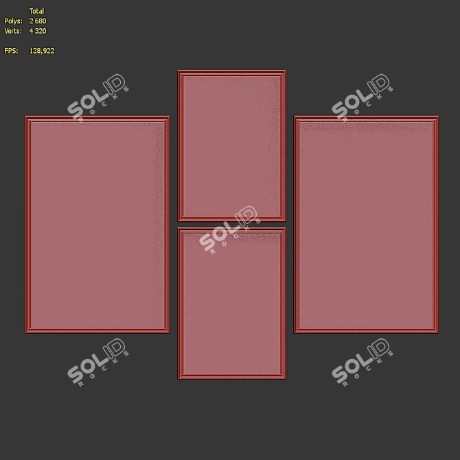 Modern 4-Piece Architectural Picture Frame Set 3D model image 7