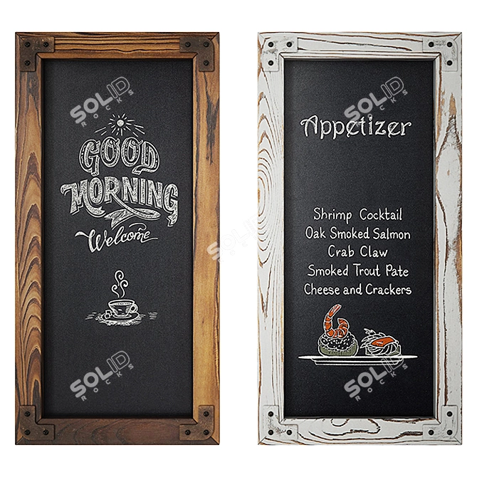  Rustic Wood Frame Chalkboard Set 3D model image 1