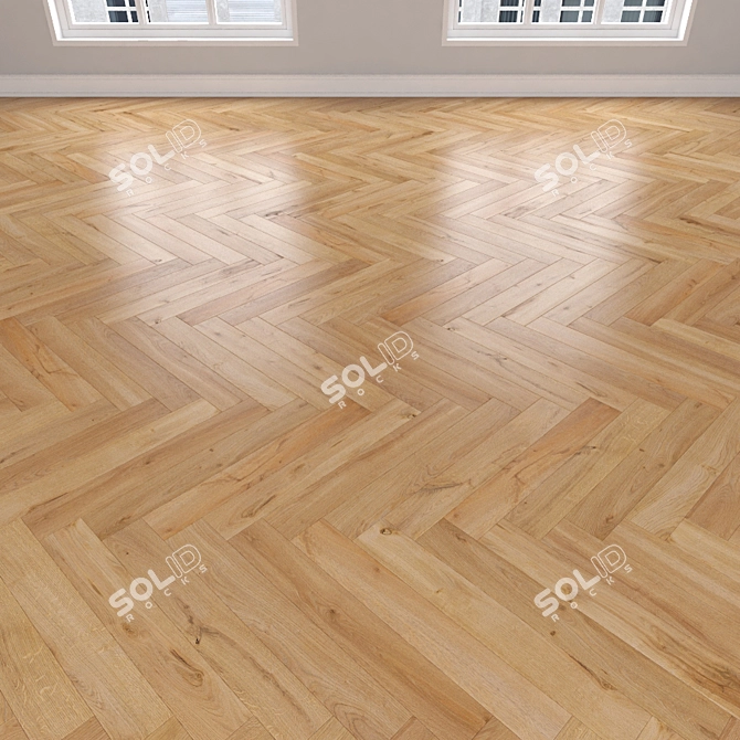 Versatile Oak Parquet: Herringbone, Linear, & Chevron 3D model image 3