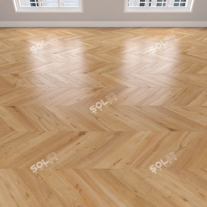 Versatile Oak Parquet: Herringbone, Linear, & Chevron 3D model image 4