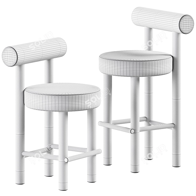 Modern Minimalist Bar Chair 3D model image 2