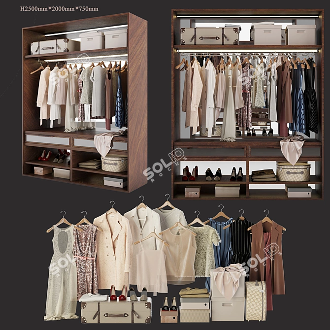 Contemporary Wardrobe No 01 3D model image 1