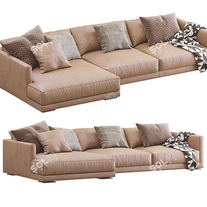 Elegant Bristol Leather Sofa 3D model image 1