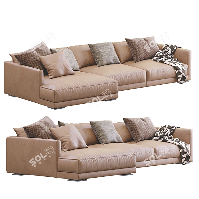 Elegant Bristol Leather Sofa 3D model image 2