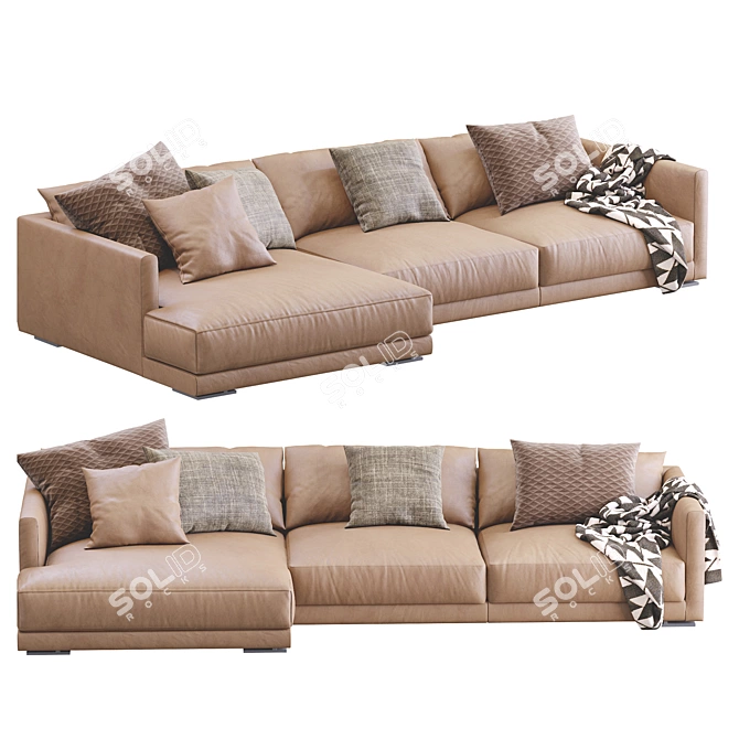 Elegant Bristol Leather Sofa 3D model image 3