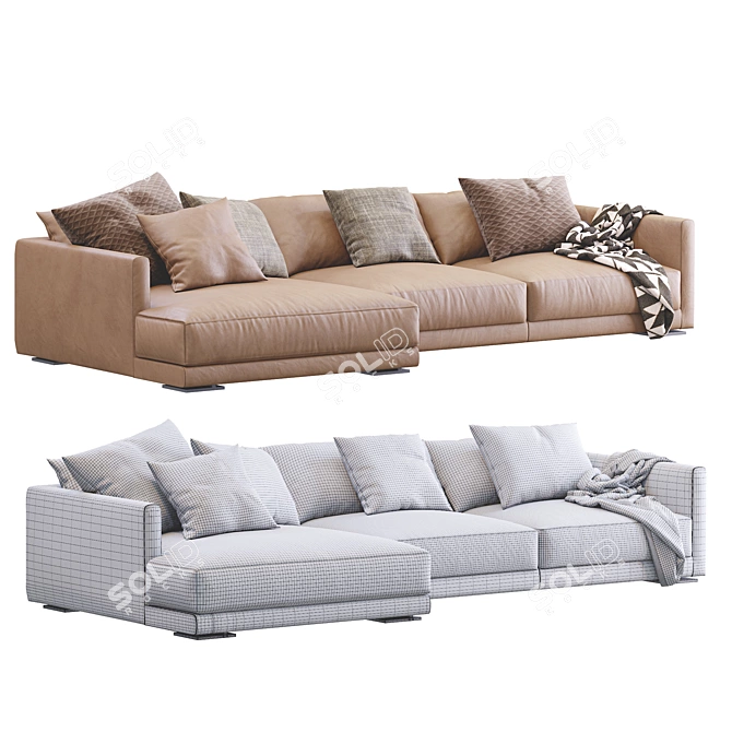 Elegant Bristol Leather Sofa 3D model image 4
