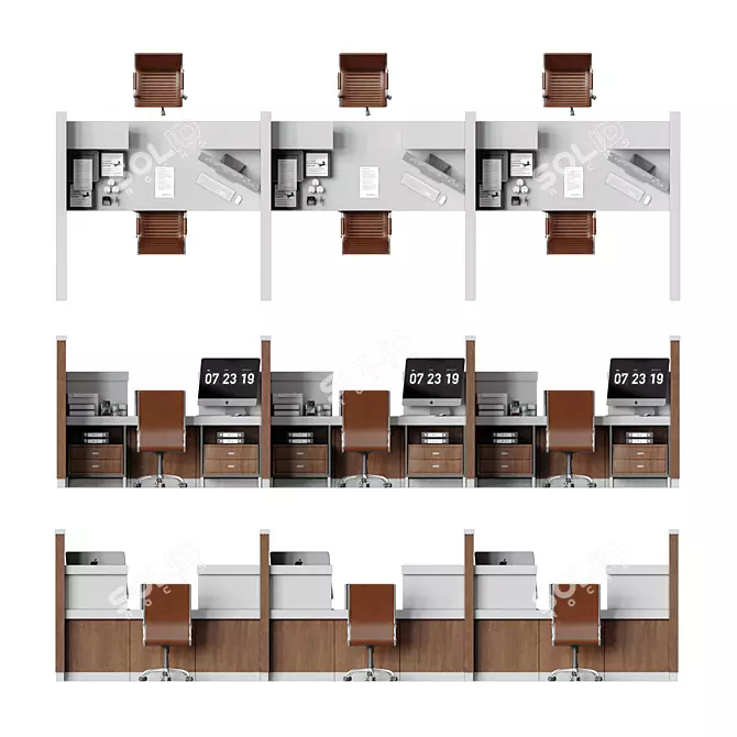 Modern Bank Counter 2015 3D model image 3