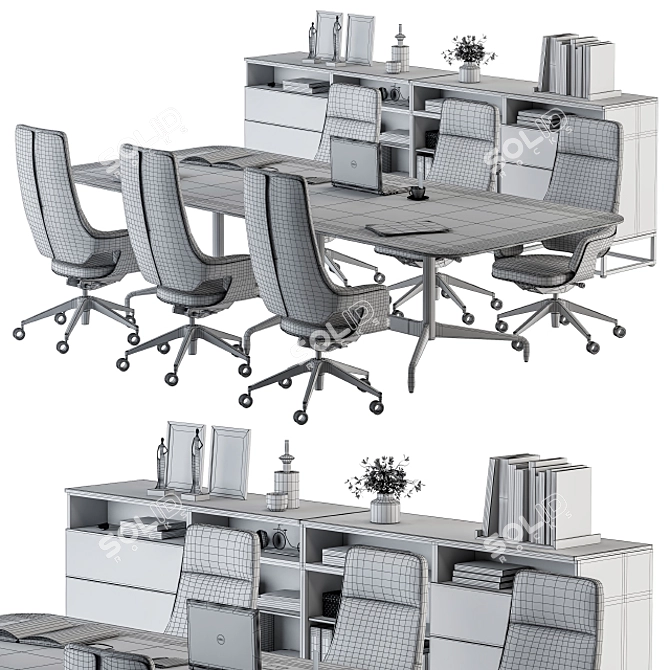 Elegant Conference Table Set 3D model image 5