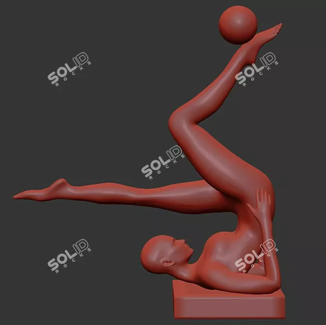 Yoga People Sculpture Set - Artistic Home Decor 3D model image 6