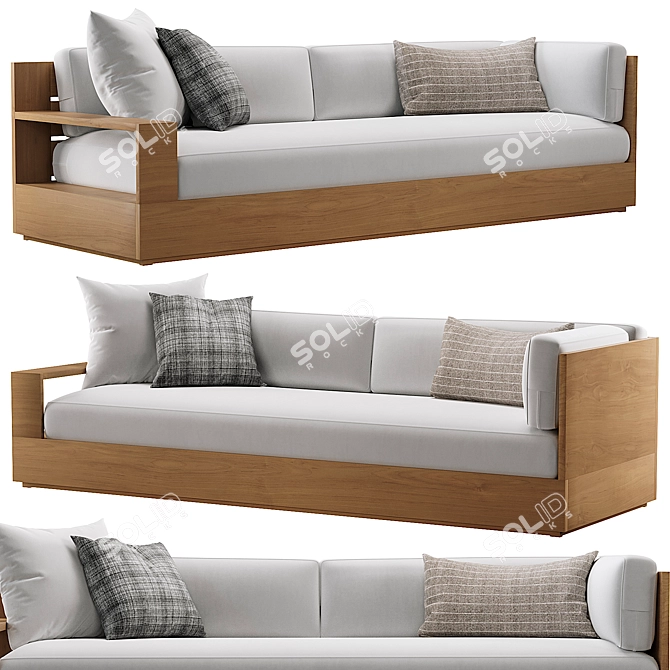 Luxury Teak Left-Arm Sofa | Marbella Collection 3D model image 1