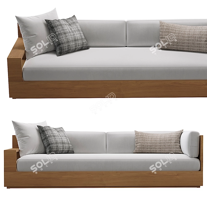 Luxury Teak Left-Arm Sofa | Marbella Collection 3D model image 2