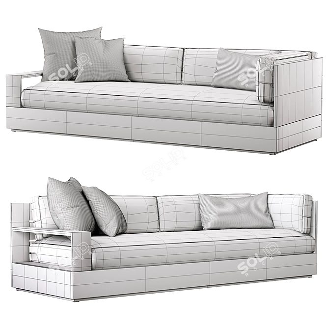 Luxury Teak Left-Arm Sofa | Marbella Collection 3D model image 4