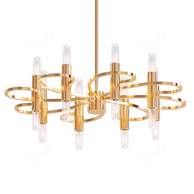 Vintage Aged Brass Chandelier 3D model image 1