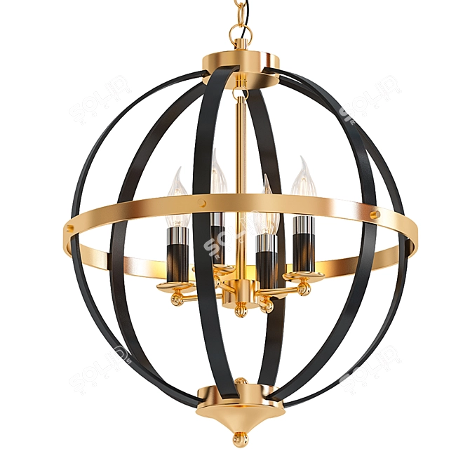 Luxury French Gold Pendant Light 3D model image 1