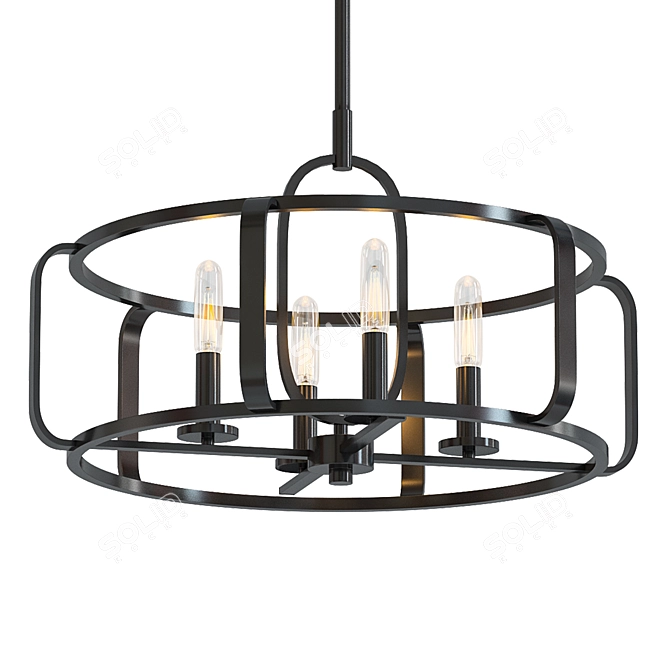 Sleek Santina 4-Light Pendant 3D model image 1