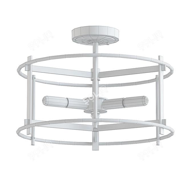 Millington Charcoal Semi-Flush Light 3D model image 2