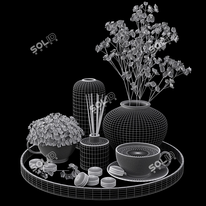 Elegant Decorative Tray Set 3D model image 4