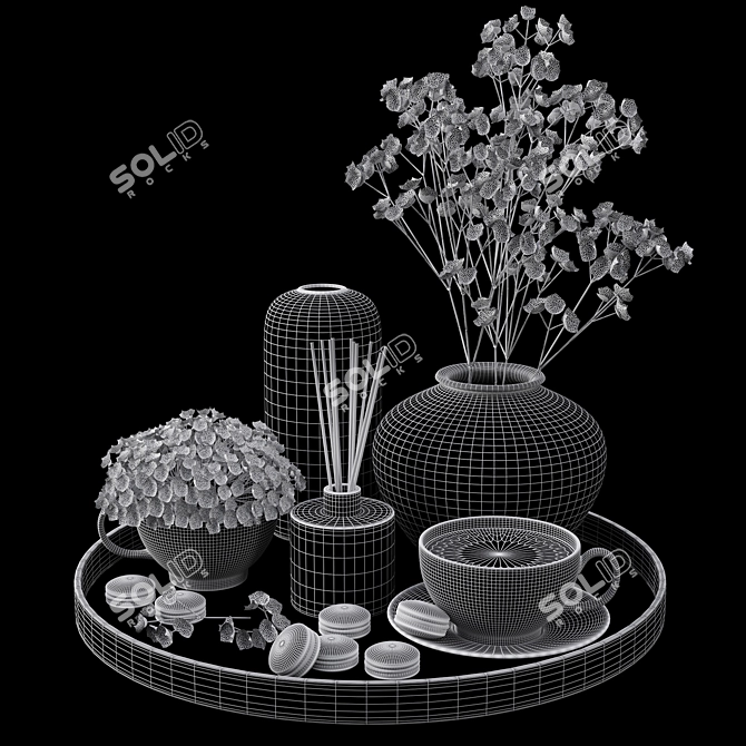 Elegant Decorative Tray Set 3D model image 9
