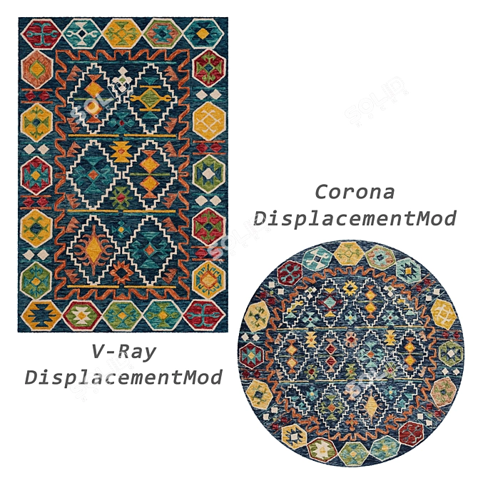 Versatile Set of 8 Rugs 3D model image 2