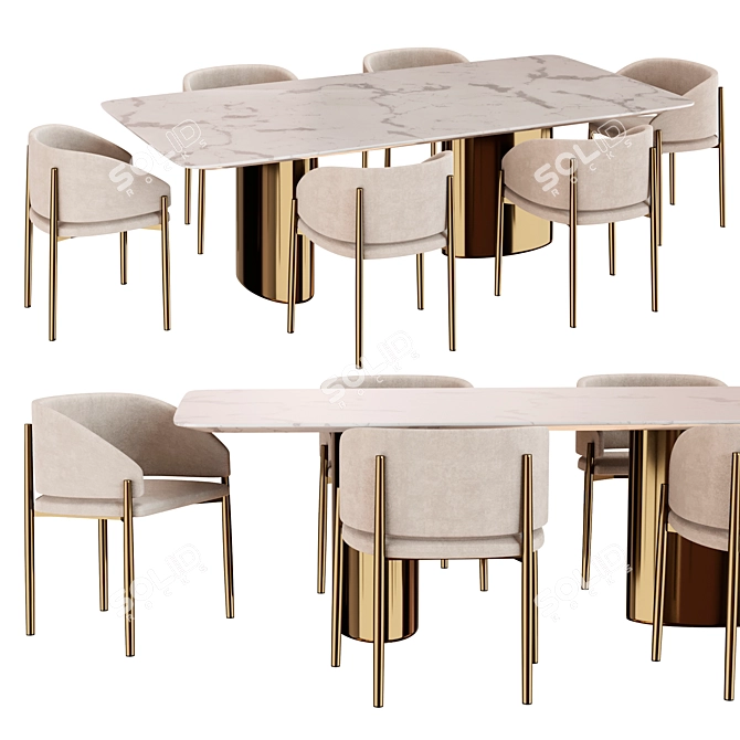 Elegant Dining Set 002 3D model image 1