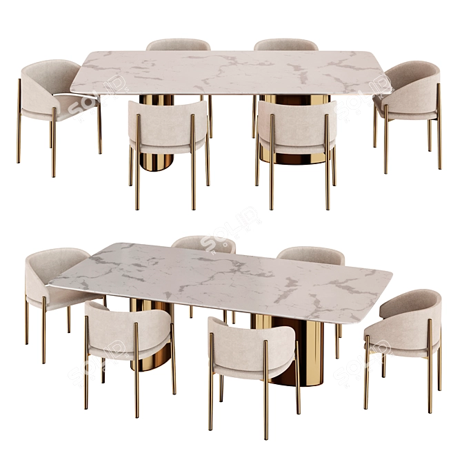 Elegant Dining Set 002 3D model image 2