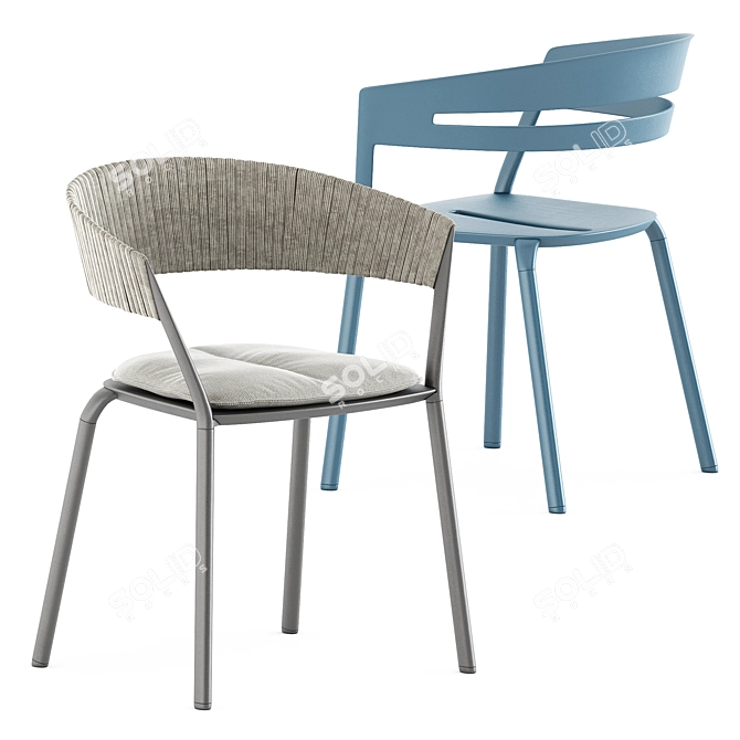 Modern Zebra Square Table & Ria Dining Armchair 3D model image 4