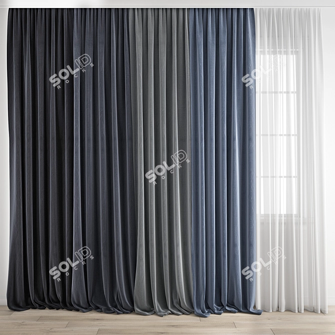 Modern Polygonal Curtain Model 3D model image 1