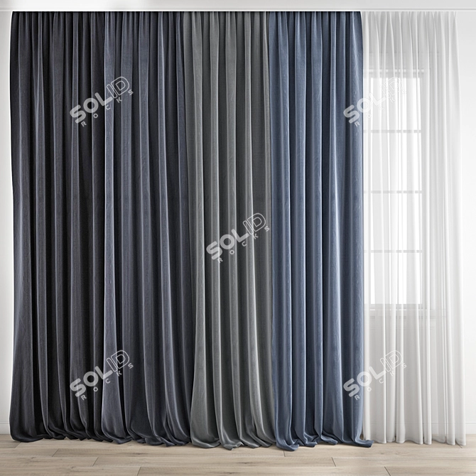 Modern Polygonal Curtain Model 3D model image 6