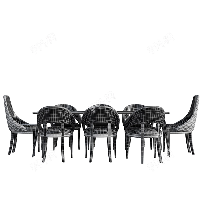 9-Piece Modern Long Dining Set 3D model image 7