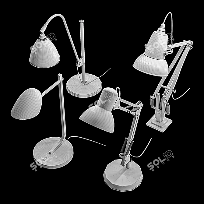 Stylish Set of 4 Study Lamps 3D model image 6