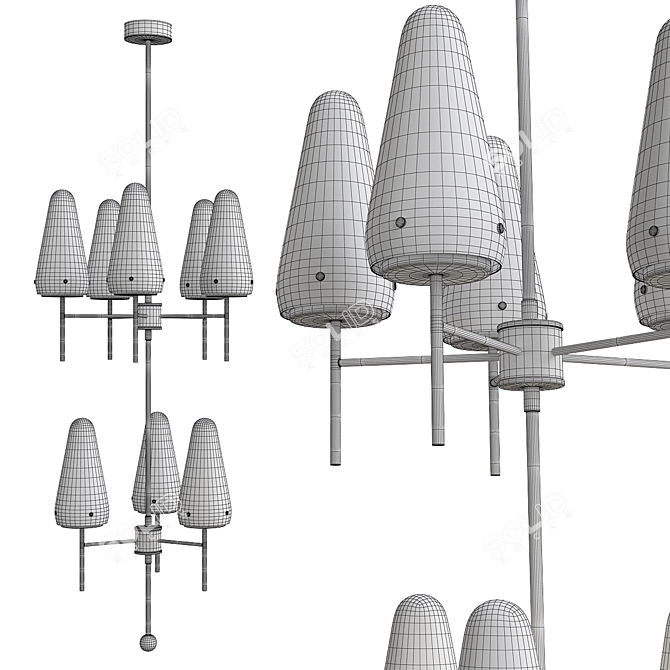 Vintage Scandinavian Ceiling Lamp 3D model image 2