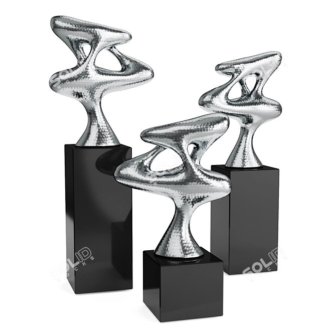 Bionic Chrome Abstract Figures 3D model image 1