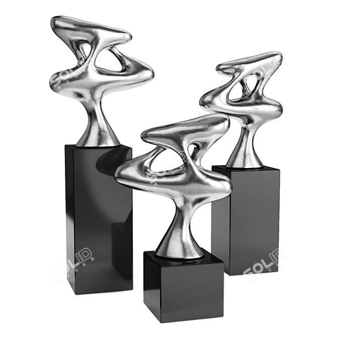 Bionic Chrome Abstract Figures 3D model image 2