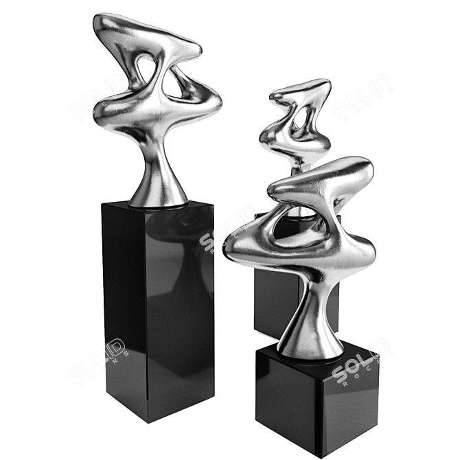 Bionic Chrome Abstract Figures 3D model image 4