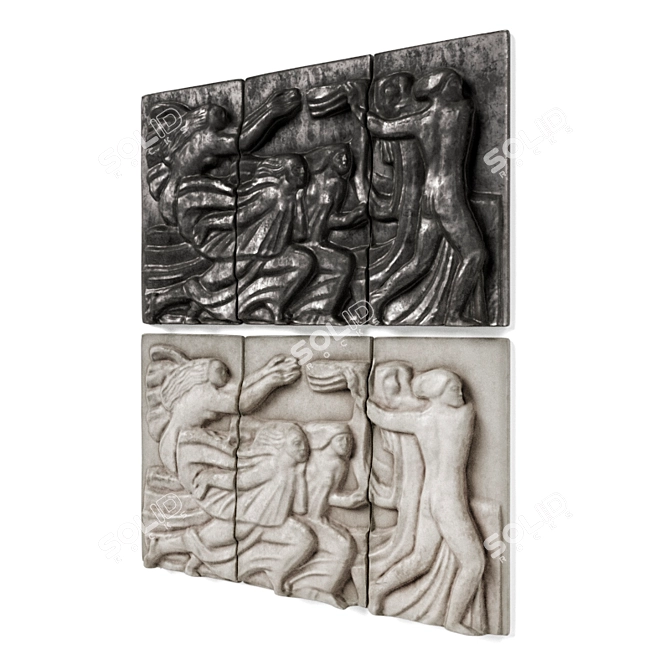 Elegant Art Deco Wall Panels 3D model image 4