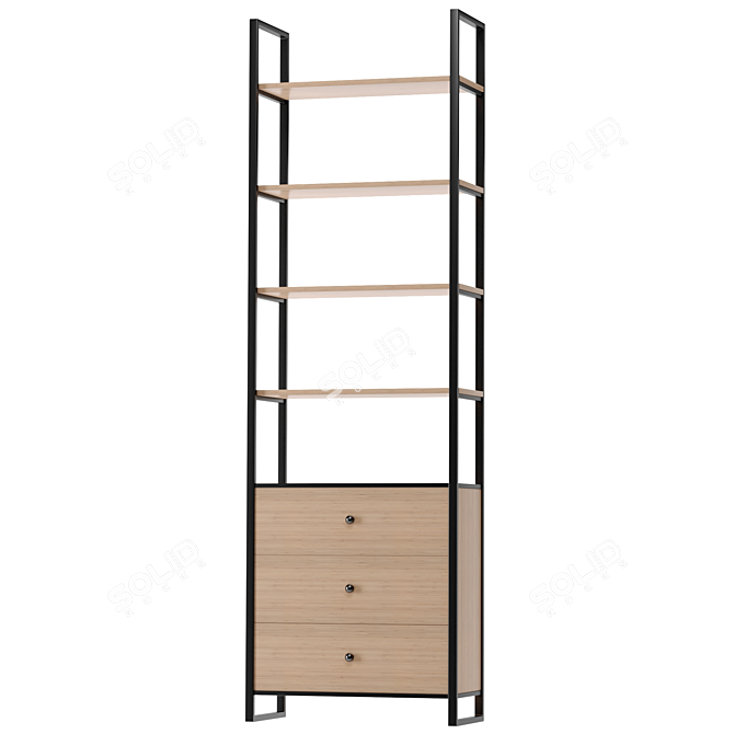 Retractable Shelving Unit: Space-Saving Design 3D model image 2