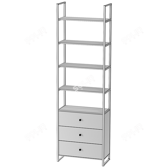 Retractable Shelving Unit: Space-Saving Design 3D model image 3