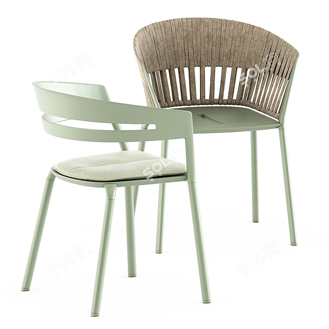 Zebra Round Table & Ria Dining Armchair Set 3D model image 4