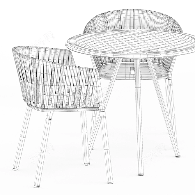 Zebra Round Table & Ria Dining Armchair Set 3D model image 5