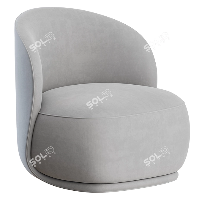 Elegant Bouclé Lounge Chair 3D model image 1