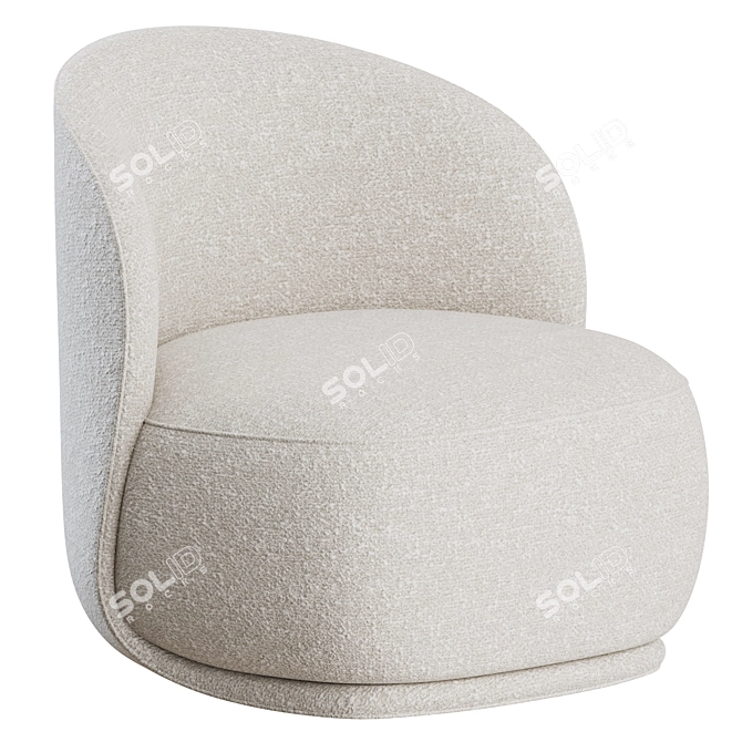 Elegant Bouclé Lounge Chair 3D model image 2