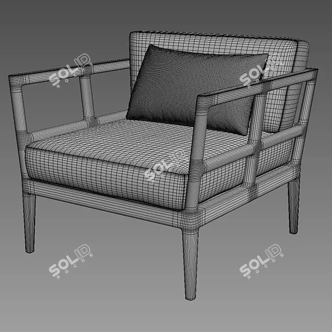 RH Laurel Teak Lounge Chair 3D model image 5