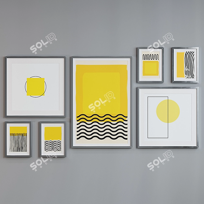 Modern Frame Set with Abstract Images 3D model image 3