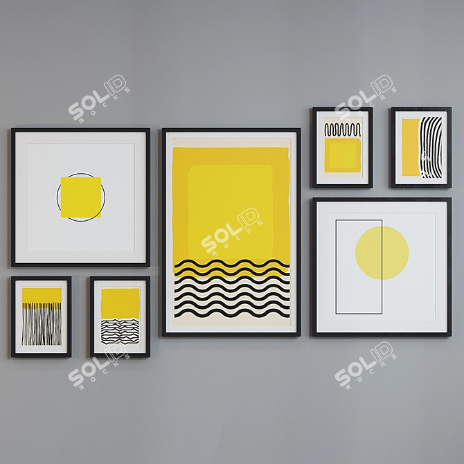 Modern Frame Set with Abstract Images 3D model image 5