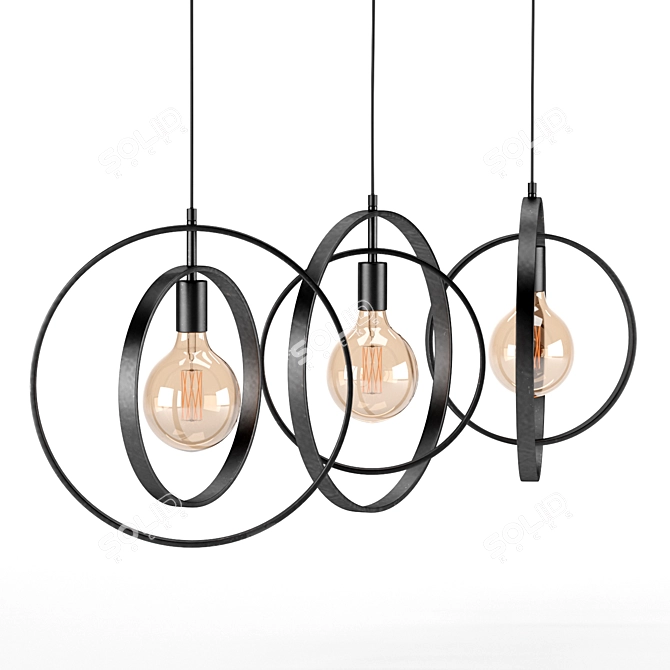 Charcoal Industrial Metal Ceiling Lamp 3D model image 2