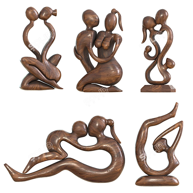 Eternal Kiss Sculpture Set 3D model image 1