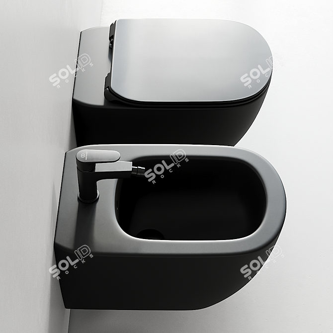 Modern Tesi Wall-Hang WC & Bidet 3D model image 3