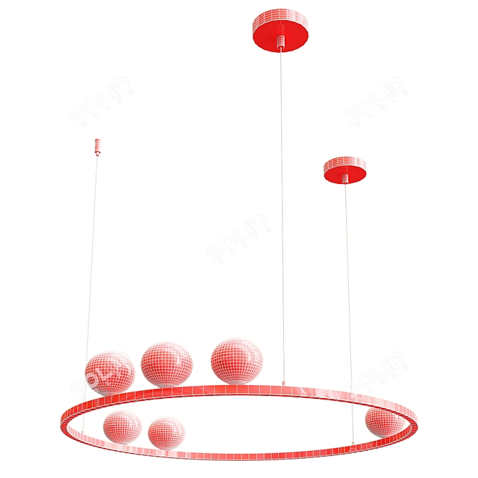 Nordic Round LED Pendant: Creative Dining Room Lighting 3D model image 3
