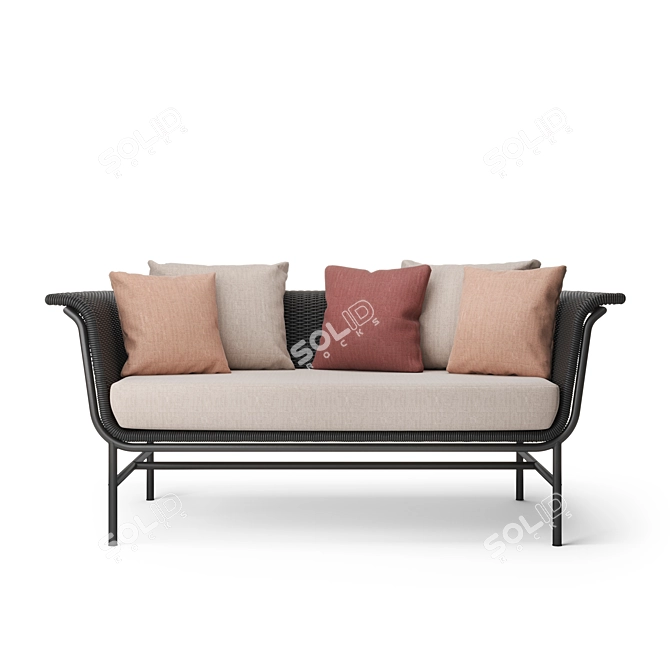 Wicked Lounge Sofa 2S: Sleek Pink Cushions 3D model image 2