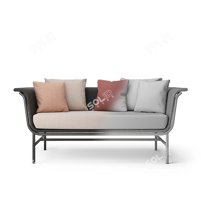 Wicked Lounge Sofa 2S: Sleek Pink Cushions 3D model image 3